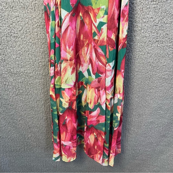 Bar 3 Floral Maxi Wrap Dress Ruffled Short Sleeve Flowy Wedding Sz Large - Picture 8 of 10